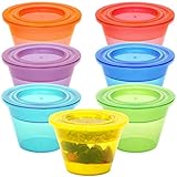 Youngever 7 Sets Reusable Parfait Cups With Lids and Inserts, Plastic Dessert and Yogurt Cups, Spill and Leak Proof (Small 4 Ounce)