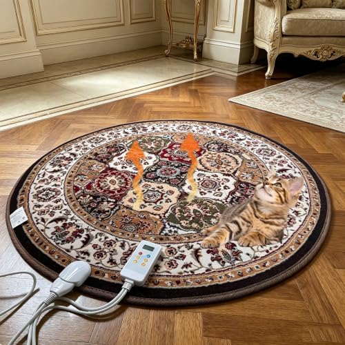 Tapis chauffant graphène 120 cm rond avec minuterie et température réglable