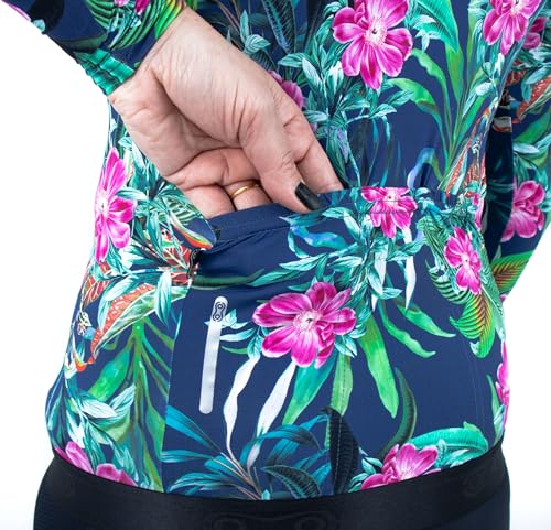Camisa de Ciclismo Manga Longa Feminina Márcio May Funny Blueisch Nature