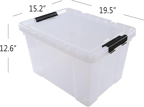 Miniatura 2 de Kiddream Caja de almacenamiento transparente grande de 50 cuartos de galón, contenedores con pestillo con ruedas, juego de 4, F