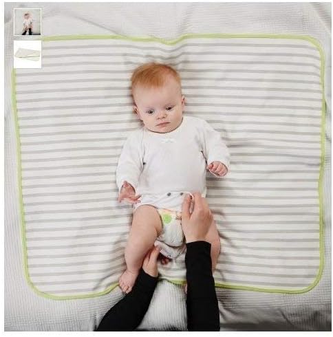 Ikea Tutig Changing Table Blanket Green Gray Stripes on White