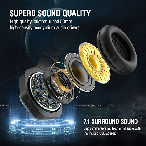 ONIKUMA PS4 Headset -Xbox One Headset Gaming Headset with 7.1 Surround Sound Pro Noise Canceling Gaming Headphones with Mic 
