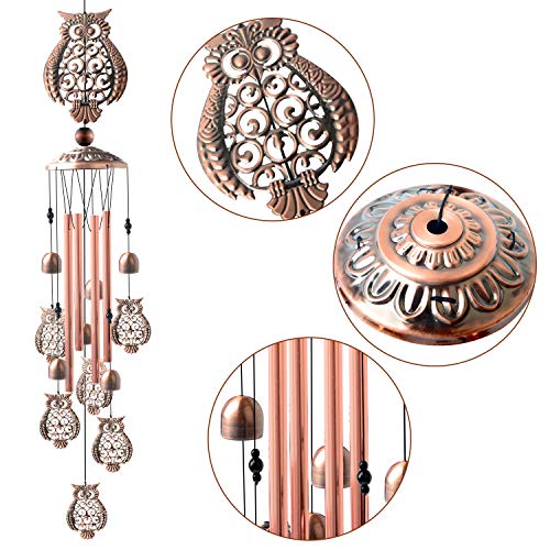 JOBOSI Copper owl Wind Chime, Wind Chimes Outdoor, Owls Gifts for Women, Garden Decor, Yard Decor, owl Memorial Wind Chime, Gifts for Grandma - Thumbnail 2
