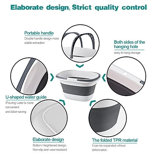 Goderewild Large Collapsible Mop Bucket 4.2 Gallon(16L) With Handle For House Cleaning, Space Saving Outdoor Multiuse Foldable Water Pail For Camping, Fishing, Rv(1, Grey) #TOP2