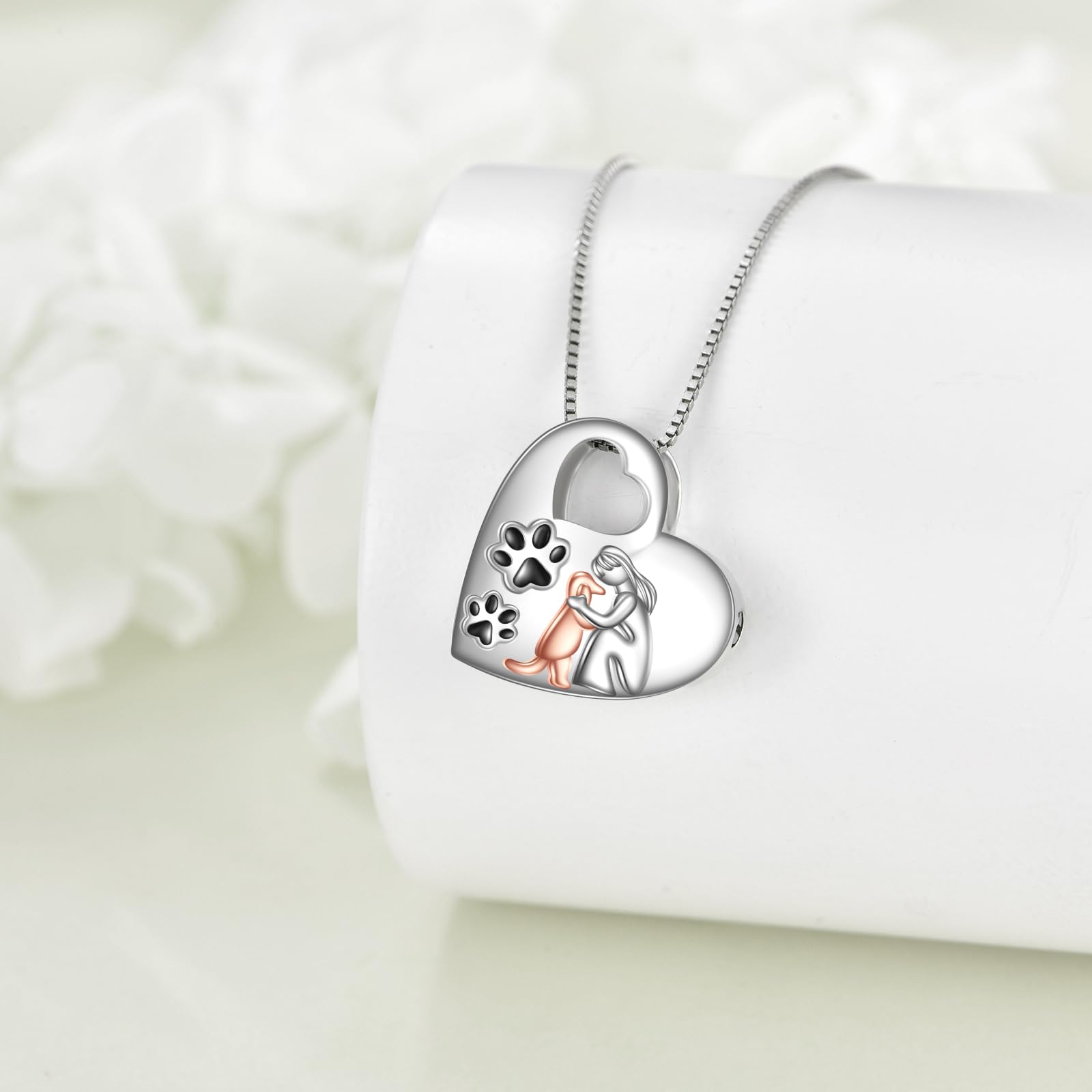 ONEFINITY Hunde Urnenketten für Asche 925 Sterling Silber Haustier Urne Kette Asche Anhänger für Hunde Asche Schmuck Zum Befüllen