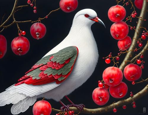 Toile oiseau blanc dentelle Meechi 50x70cm sans cadre pour decoration murale de salon