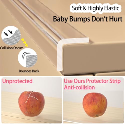 Image of ZOMPAGO Clear Acrylic Edge Protector Tape, 2mm Thick x 2.6in x 13FT, Self Adhesive Transparent Bumper Strip for Table Edge, Crib Edge, Sharp Furniture Edge Protection, Baby Proofing