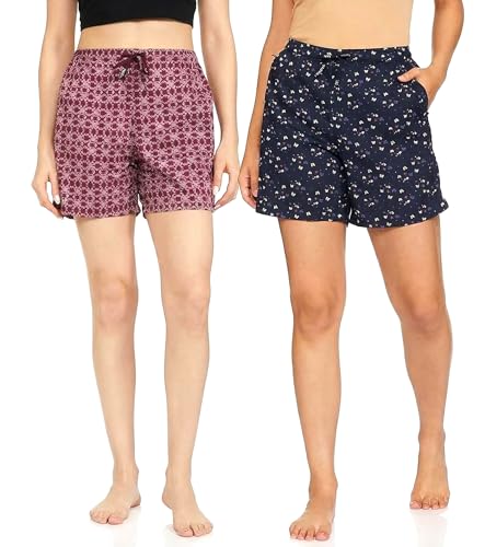 Image of Van Heusen Women's Cotton Lounge Shorts | Lightweight | Breathable Cotton | Relaxed fit | Printed | Comfortable Everyday Wear | Style 55501|Available in Pack of 1 & 2