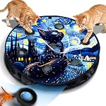 Interactive Cat Toy with Motion Activated Ball & 7-Hole Play Mat, Hide and Seek Exercise Game for Indoor Cats, Automatic Moving Cat Ball in Pouch, Rechargeable Kitten Toys (Starry Night)