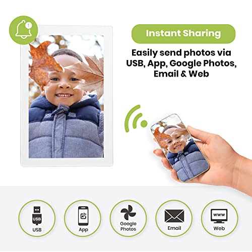 Photospring 10In Wifi Digital Picture Frame, Family Can Send Photos From Anywhere Via Email, App, Or Web, Easy Touchscreen Setup, 1280X800 Display, Plays Videos, Black #TOP2