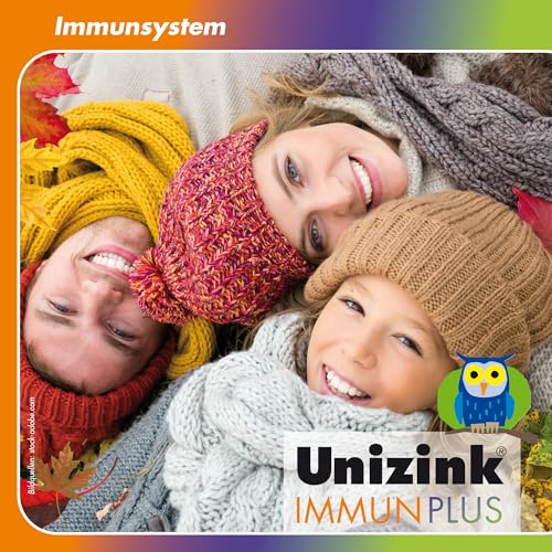 Unizink IMMUN PLUS – Nährstoff-Komplex mit Zink, Vitamin C, D3 und E sowie Selen, Bioflavonoiden und Beta-Glucan, unterstützt eine normale Funktion des Immunsystems, gluten- & laktosefrei, 90 St