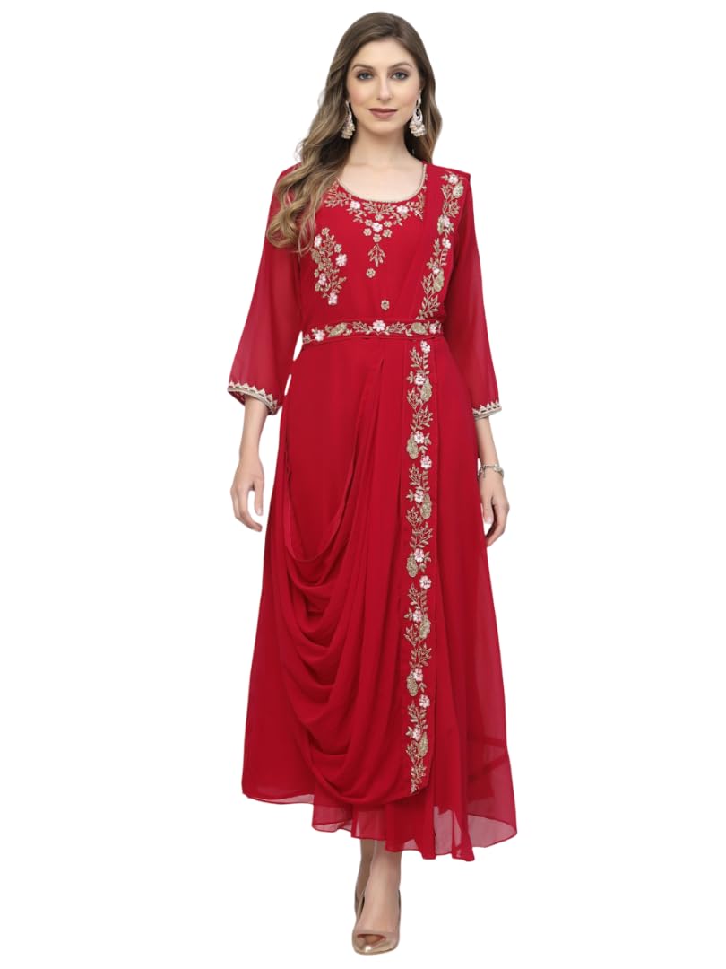 ts lifestyle Women's Embroidered Sari Gown-picture-33