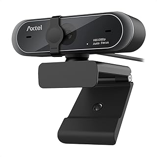 Axtel AX-FHD Webcam - 1080p Full HD Video, Autofocus and White Balance, Webcam with Microphone for PC, USB, High Video Quality, Streaming, Gaming, OBS, Twitch, Youtube, Skype, Conference, Recording