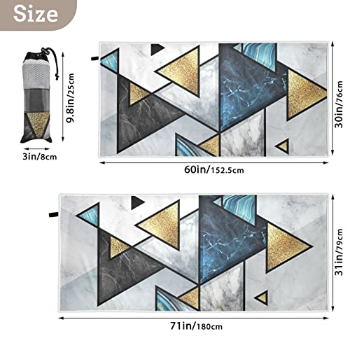 Yasala Sand Free Beach Towel Marble Geometric Triangle Oversize Soft Bath Towel Quick Dry Lightweight Hiking Camping Compact Towel 31" × 71" #TOP1
