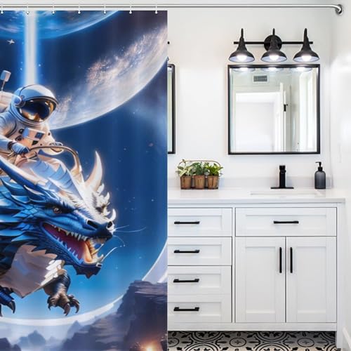 Rideau de douche dragon anti éclaboussures en tissu polyester 152x183 cm - 5
