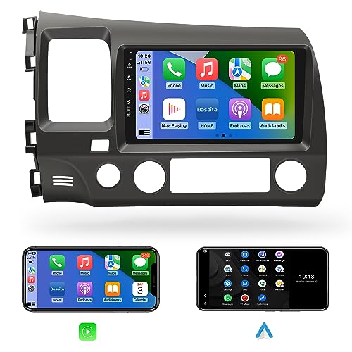 Dasaita 9" Car Stereo for Honda Civic (2006-2011) | Touch Screen Radio Receiver with Apple Carplay & Android Auto, Bluetooth 5.0, MP3, Mirror Link, AM/FM & A/V Support | Upgraded IPS Display.