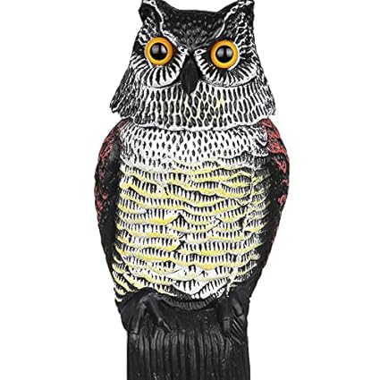 Trendy Retail Realistic Owl Decoy Weed Pest Control Garden Bird Scarer Scarecrow w/Rotating Head
