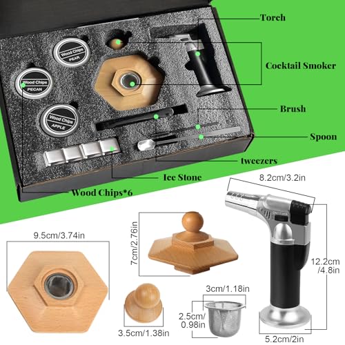Miniatura 2 de Ahumador De Cócteles Con Soplete, Kit De Ahumador De Bebidas Con 6 Sabores De Astillas De Madera, 4 Piedras Para Whisky, Kit De Ahumador De Whisky Para Infusionar Cócteles Sin Butano