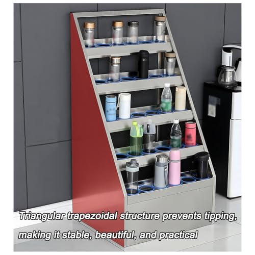 Organizador de botellas de agua de acero inoxidable, armarios de despensa para tazas de empleados, estante de almacenamiento vertical aislado para almacenamiento, almacén, laboratorio y centro