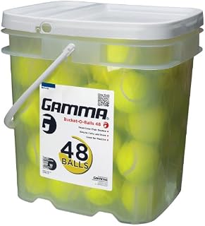 GAMMA Pressureless Tennis Ball Bucket| Case w/48 Practice Balls| Sturdy/Reusable/Portable Bucket to Replace