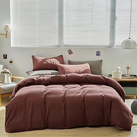 CLOTHKNOW Brick Red Comforter Sets King Solid Red Bedding Comforter Sets Women Men Comforter Blackish Comforter Luxury Bedding Set 3Pcs Bed Comforter Sets Cover
