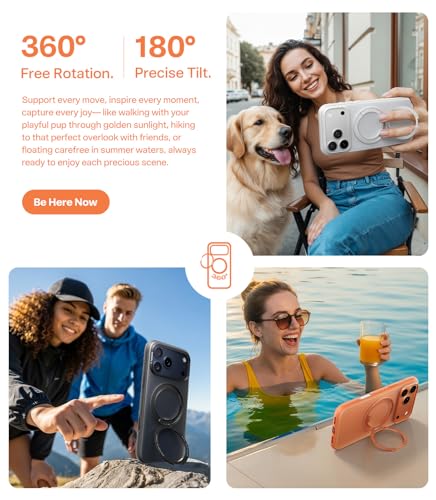 Image of TORRAS for iPhone 17 Pro Case 360 Magnetic Durable Stand O3 Fitness Series, [Fit for MagSafe] [360 Rotating Kickstand] 4X Mil-Grade Shockproof, Camera Control Button, Slim, Translucent Cosmic Orange