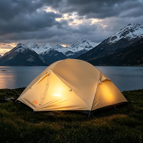 Barraca de Camping 2 Pessoas, Dupla Proteção! Design Esférico Estável e Impermeável 3000mm para Aventuras ao Ar Livre.