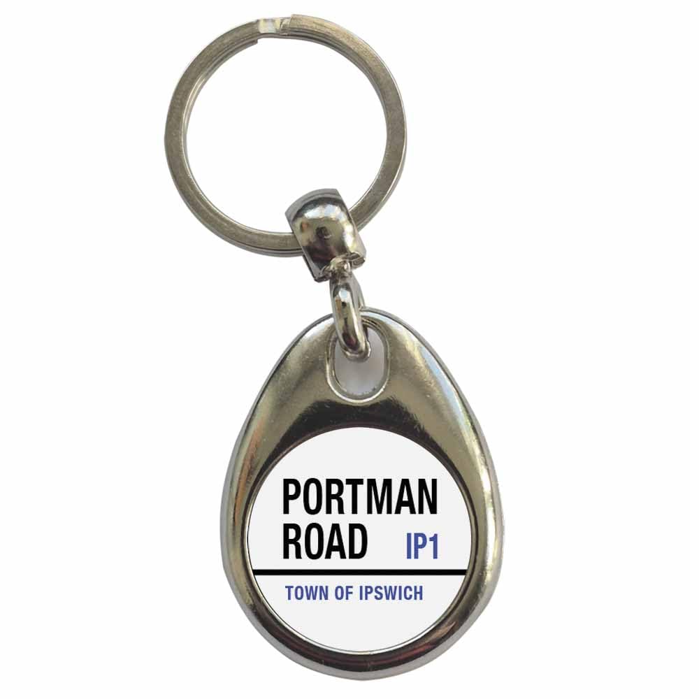 Ozorath Unisex Multicolour Portman Road Ip1 Town Of Ipswich Road Sign Keyring Keychain With Split Ring Attachment And Metal Key Fob