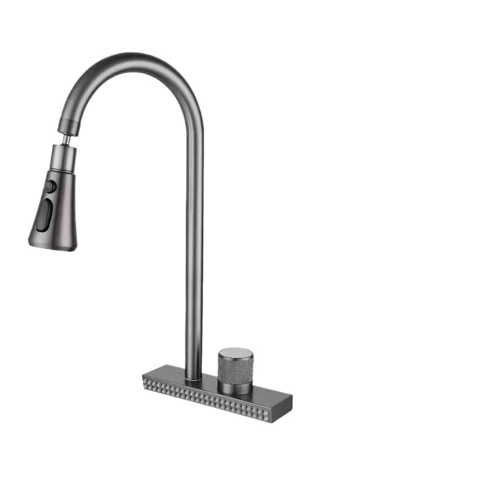 Évier cascade en acier inoxydable gris avec mitigeur extractible 4 voies rotatif à 360°