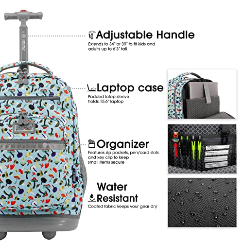 Image of J World Sundance Laptop Rolling Backpack for Girls Boys. Roller Bookbag with Wheels, 20 Inch, Skyshroom