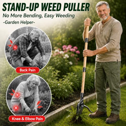 Premium Stand Up Weed Puller Tool, Long Handle Weed Puller & Garden Weeder Tool, Manual Weed Remover Tool, Heavy Duty Root Weed Puller for Lawn – Gardening Gift for Dad & Grandpa by GARDERIE - Used condition - Image 3