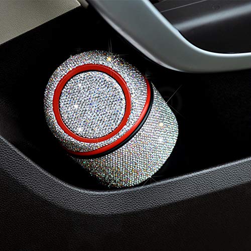 Image of Bling Rhinestone Auto Garbage Can Car Trash Can with Lid Mini Garbage Bin for Automotive Car, Home, Office, Kitchen, Bedroom (D)