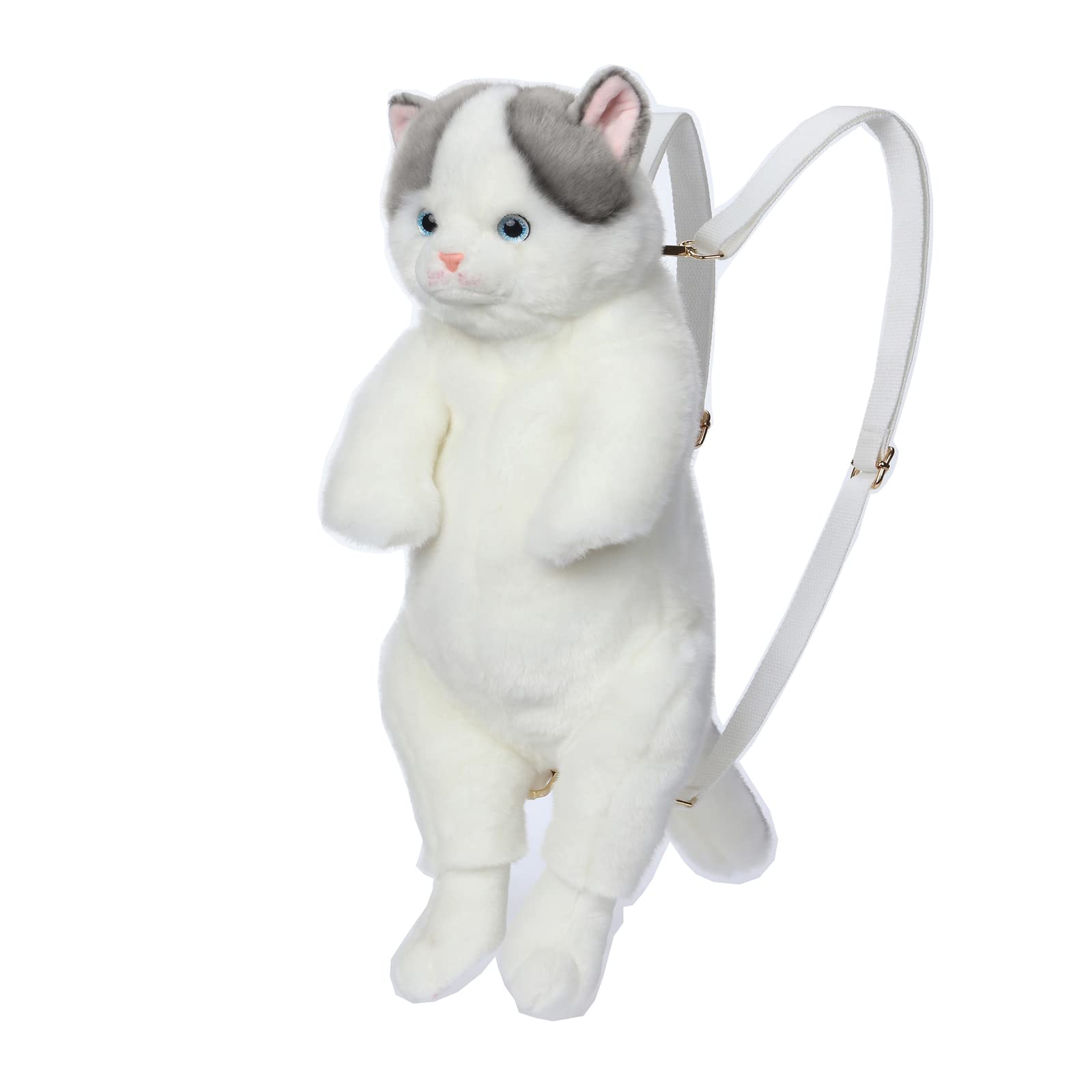20" Cute Plush Animal Cat Backpack Multiple Fashion Shoulder Bags Crossbody Gifts With Adjustable Straps for Women Girl Boy Kid (Blue and white Cat