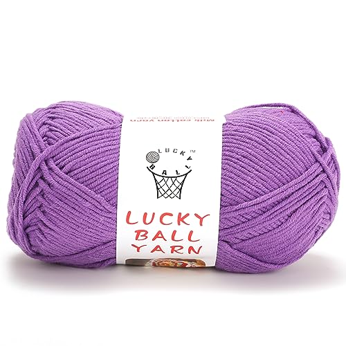 Image of LUCKY BALL Milk Cotton Yarn, 100g / 240 yd 60% Cotton 40% Acrylic #2 Fine Sport Yarn, Soft Crochet & Knitting Yarn for Amigurumi Dolls, Baby Items, Flowers, Hats, Sweaters, Blankets (Purple)