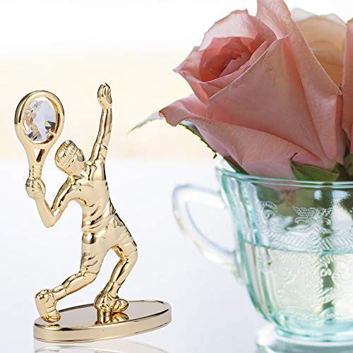 Matashi 24K Gold Plated Tennis Player Figurine w/Crystals, Tabletop Tennis Ornament Gift for Sports Fan, Desk Accessories, Trophy, Boss Gift, Office Home Décor Gift for Christmas Birthday Holiday - Thumbnail 5