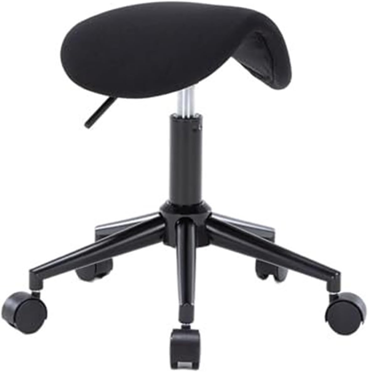 Ergonomic Saddle Stool with Casters, Height Adjustable Hydraulic Stool, Saddle-Shaped Seat for Hairdressing, Beauty Salon, Dental, Tattoo, Office, Leather,Black-OneSize
