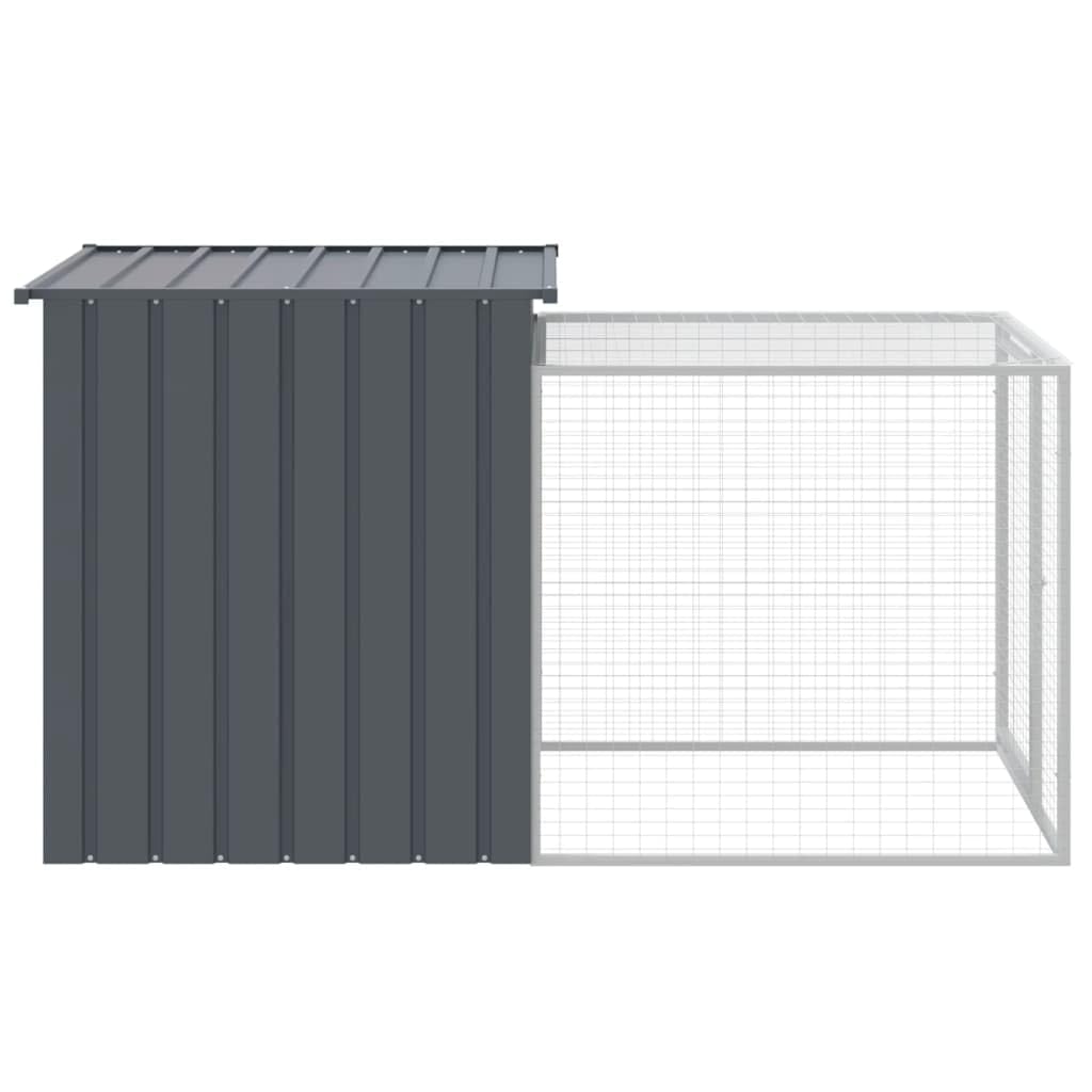 Festnight Caseta Perros con Tejado, Perrera Exterior Metálica con Techo, Casa para Perros Pequeña, Gris Antracita 110x201x110 cm