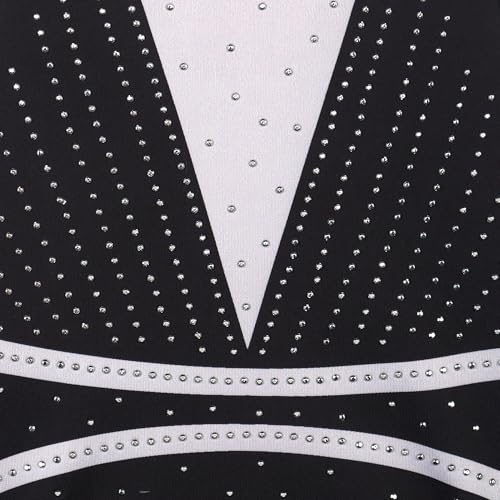 ZNYUNE Turnanzug mädchen Shorts Bunte Funkeln Gymnastik Trikots Farbverlauf Gymnastikanzug für Mädchen Strass B393 GreyBlack 10A