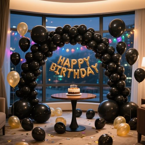 Image of Black Balloons Party Decorations 30 Pack 18 inch Round Halloween Latex Balloons for Black Themed Wedding Graduation Anniversary Birthday Party Backdrop Decorations