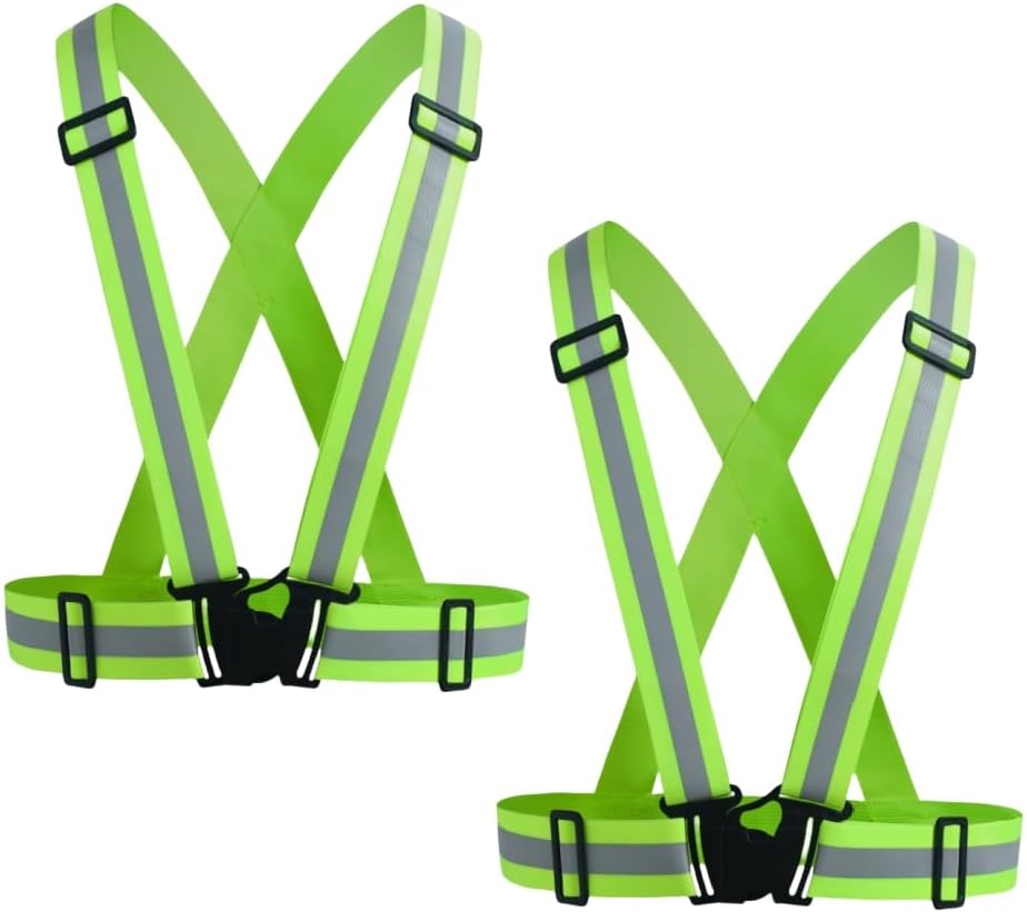 Adjustable Reflective Safety Vest-360° Silver Straps for Cycling,Construction