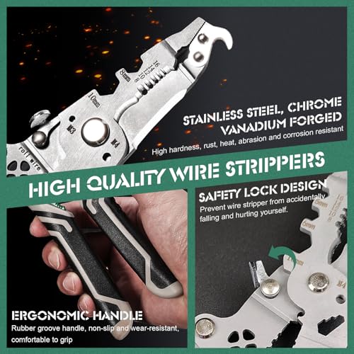 18 in1Foldable Wire Stripper Tool,Multifunctional Wire Stripper Crimper Cable Cutter Pliers,Wire Cutters Electrical,Electricians Tools,Electricians Pliers,Electrical Wire Cutters Cable Stripping Tool - Image 3