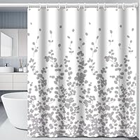 Rideau De Douche Iginia – 180x200 Cm – Blanc à Fleurs – Polyester Imperméable Anti-moisissure – Avec œillets