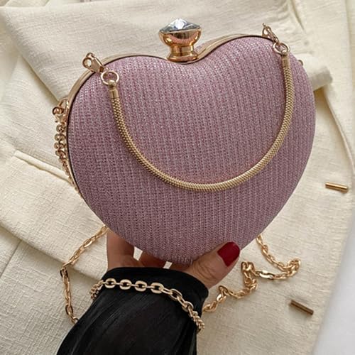 Sac à main de soirée en cœur avec sangle en chaîne anti-chute