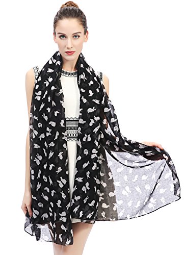 Lina & Lily Lovely Rabbit Bunny Print Women's Large Scarf Lightweight3