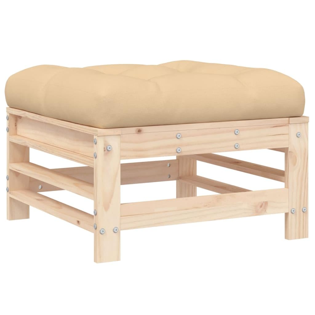 Homgoday Taborety ogrodowe z poduszkami 2 szt. lite drewno sosnowe, meble ogrodowe stołki palety ogród osmański palety zewnętrzne podnóżek meble palety taras typ 1 sofy zewnętrzne