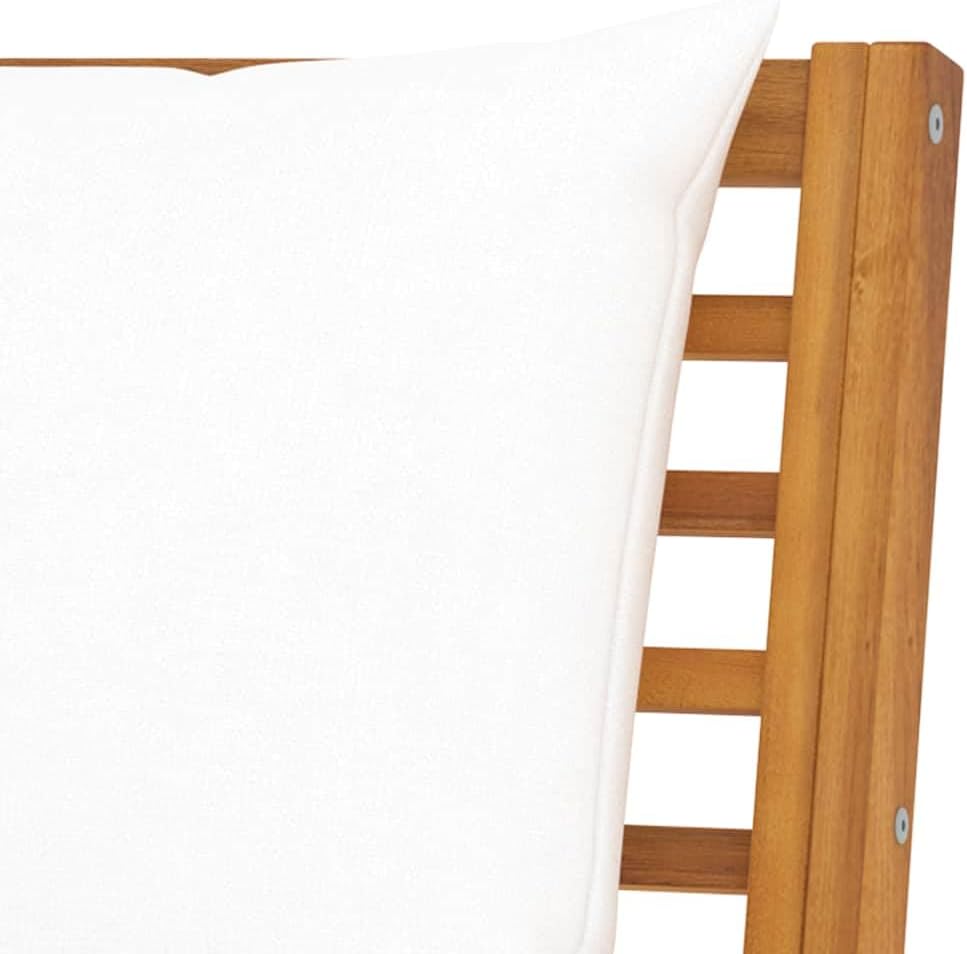 vidaXL Cream Cushioned Patio Bench 45.1", Solid Acacia Wood with Weather- Features and Easy-to-Clean Oil Finish