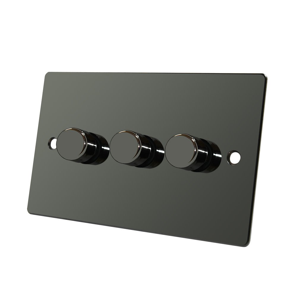 Flat Plate Black Nickel 3 Gang Dimmer 400W - 10 Amp Triple 3-Gang 2 Way 400W Light Dimmer Switch