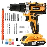 Creddux Cordless Drill Set 21v Power Drill Cordless With Battery & Charger, 84pcs Accessories Electric Drills Variable Speed, 3/8' Keyless Chuck, Built-In Level and 2 Driver orange kit