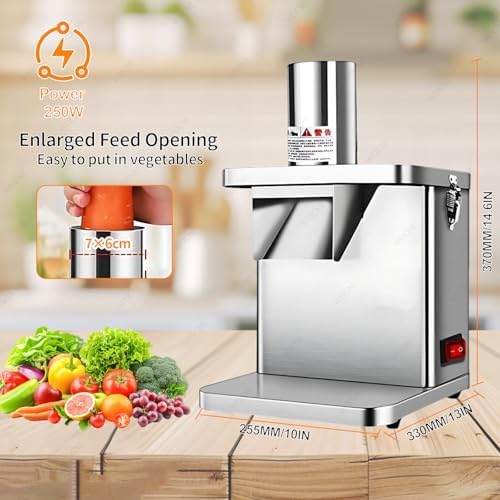 Commercial Electric Vegetable Dicer & Onion Chopper, 6/8/9/12/15mm Stainless Steel Knife Set, Automatic Fruit & Vegetable Chopper with Julienne Plate for Quick Food Prep