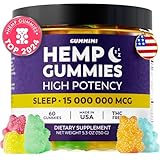 Hеmp Gummies for Rеstful Nap - High Potency, Organic & Infused with Omega 3 6 9 & Vitamin E, Natural Fruit Flavor, 60 Edible Easy, Grown & Made in USA